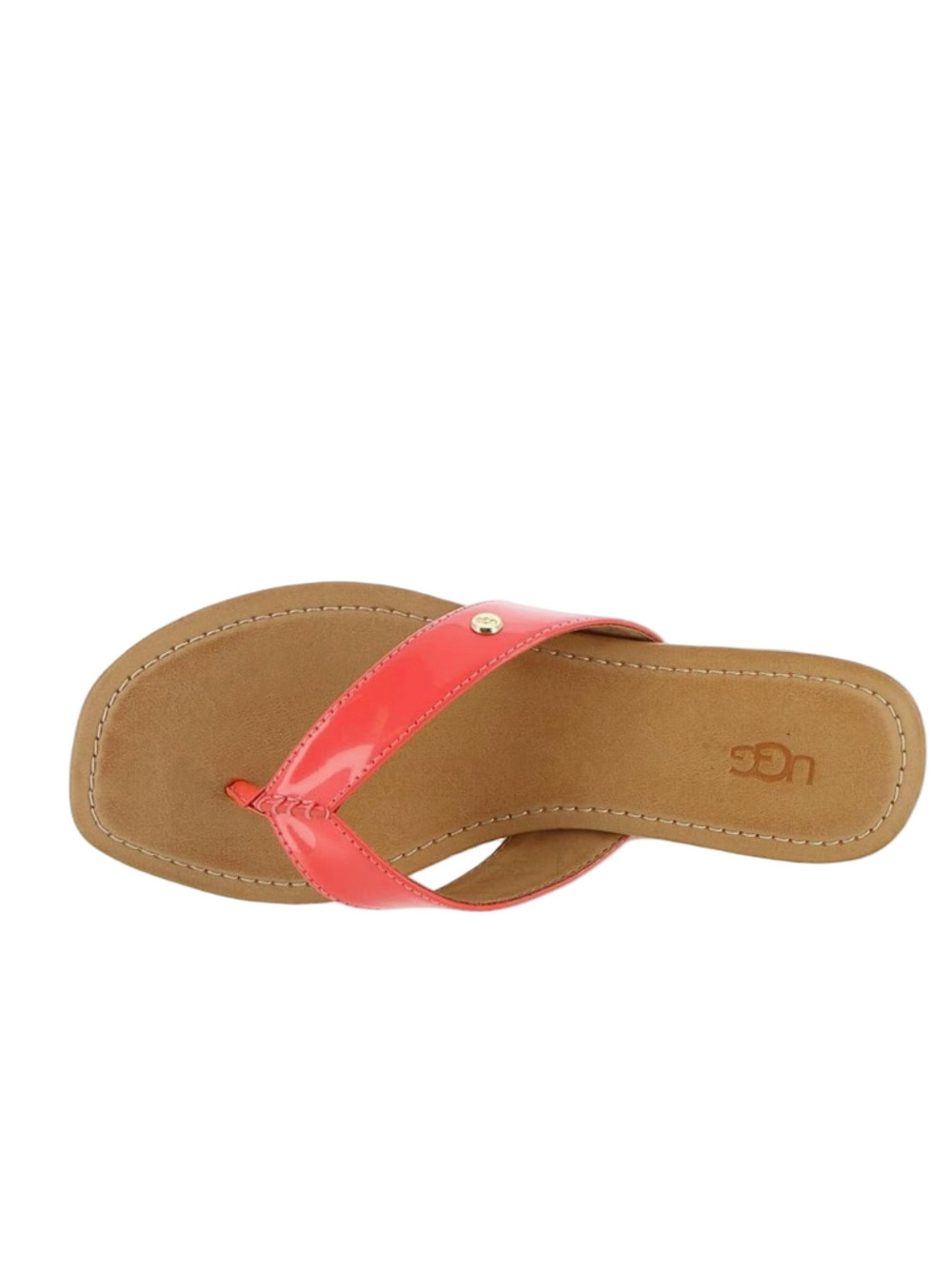 UGG Tuolumne faux patent leather coral thong flip flop slide old money sandal 7